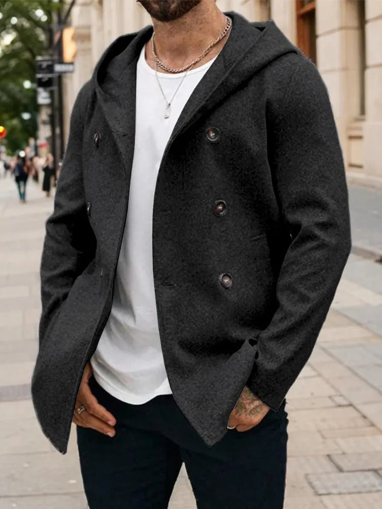Casual Comfort Hooded Tweed Coat