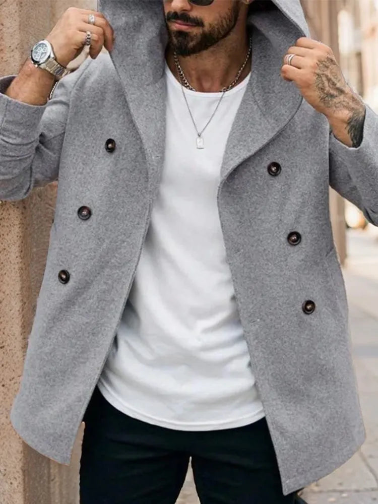 Casual Comfort Hooded Tweed Coat