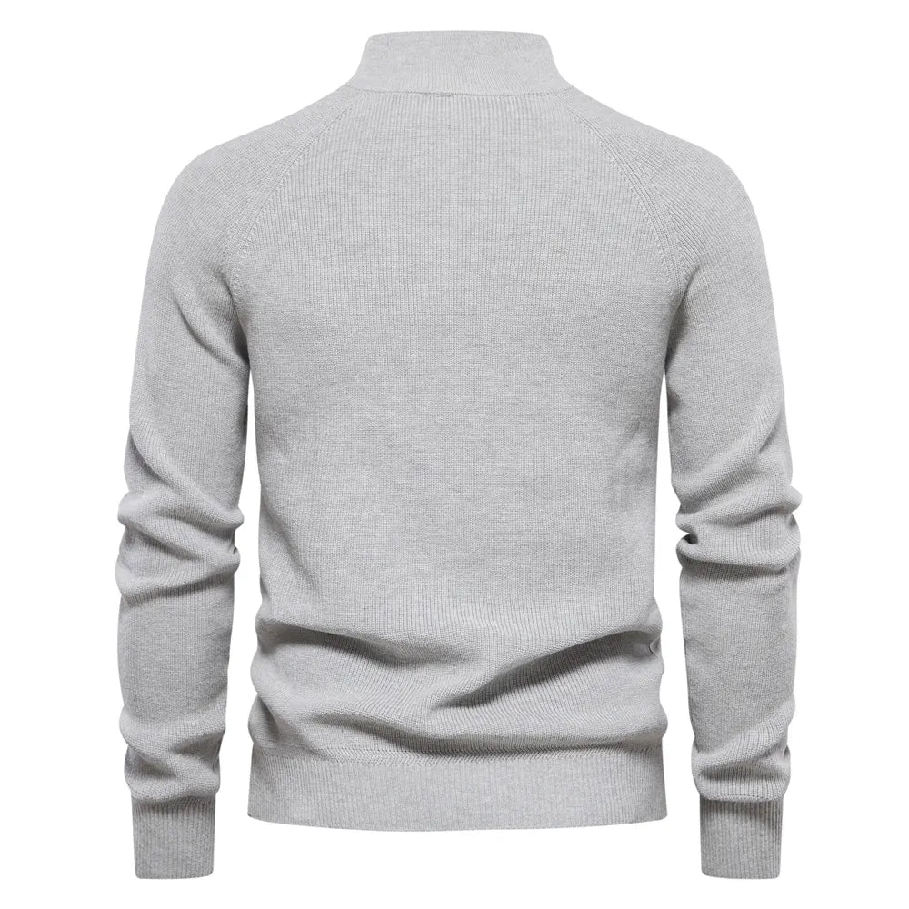 Men's Cotton Zipper Knit Sweater