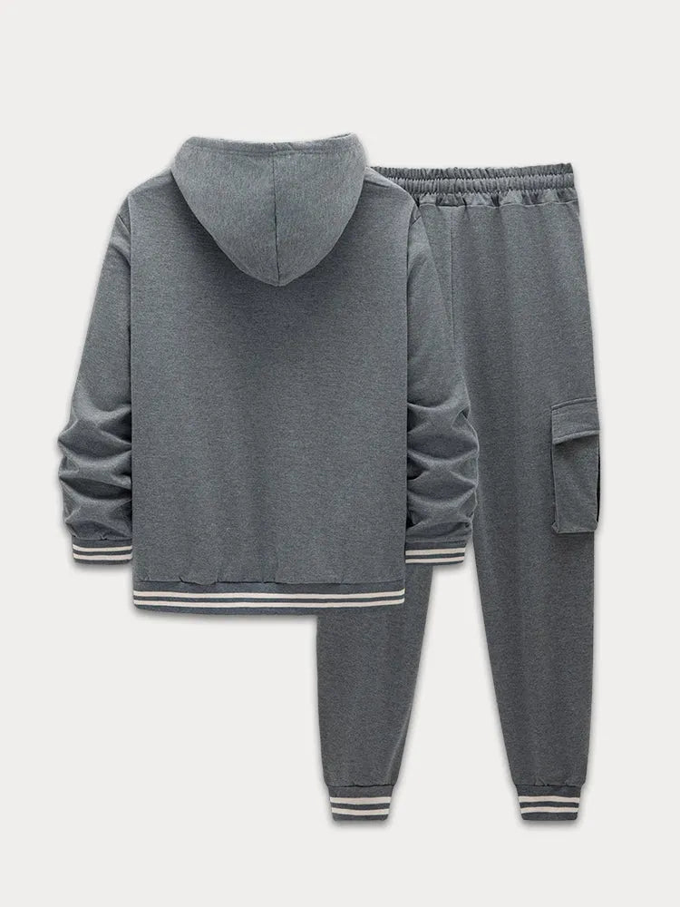 Sporty Hooded Jacket Pants Set