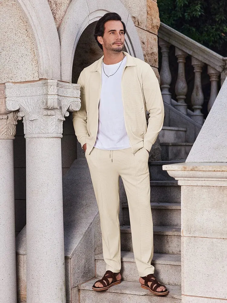 Athleisure Soft Waffle Jacket Set