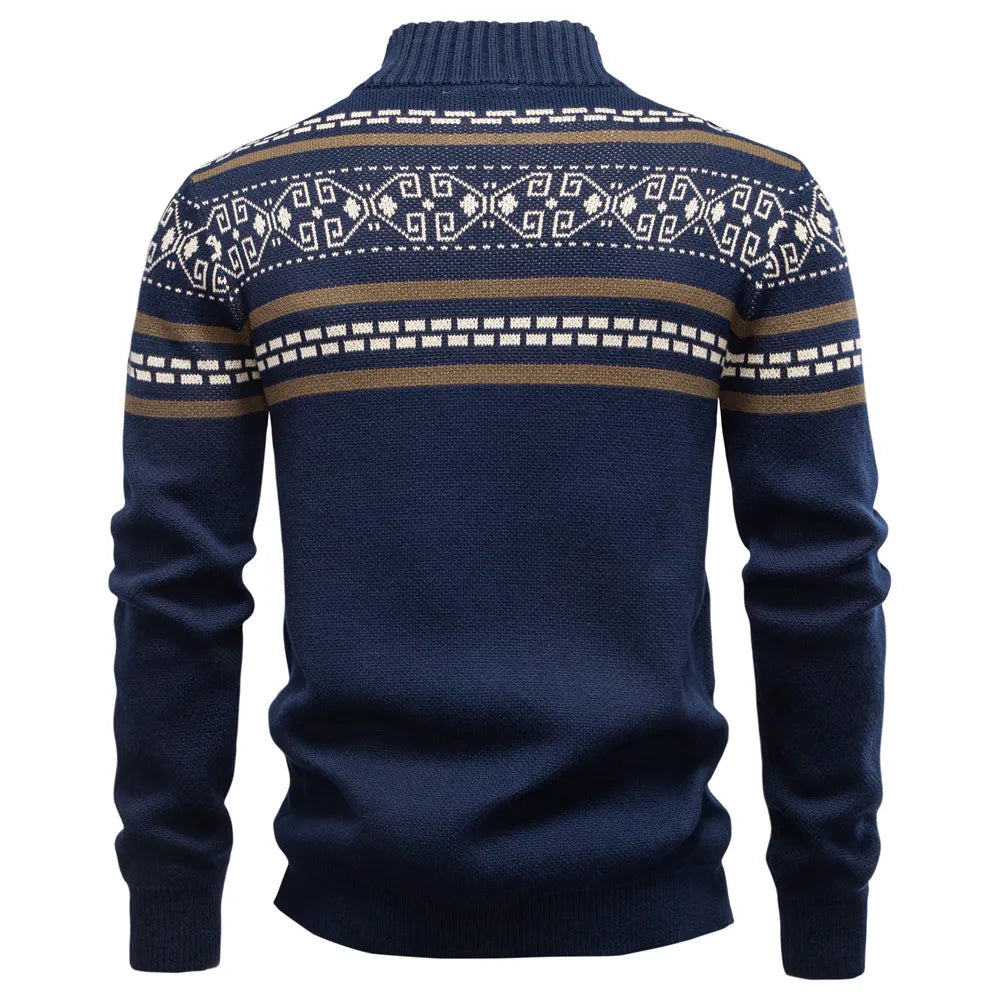 Men's Vintage Thickened Cotton Printed Cardigan