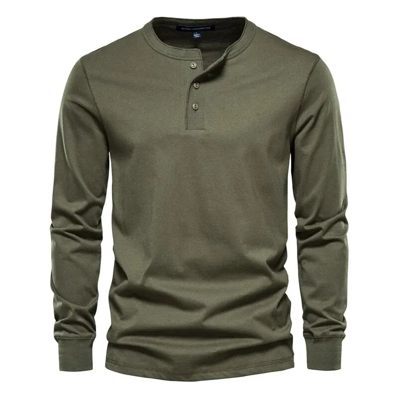 Men's Henley High Quality 100% Cotton T-Shirt